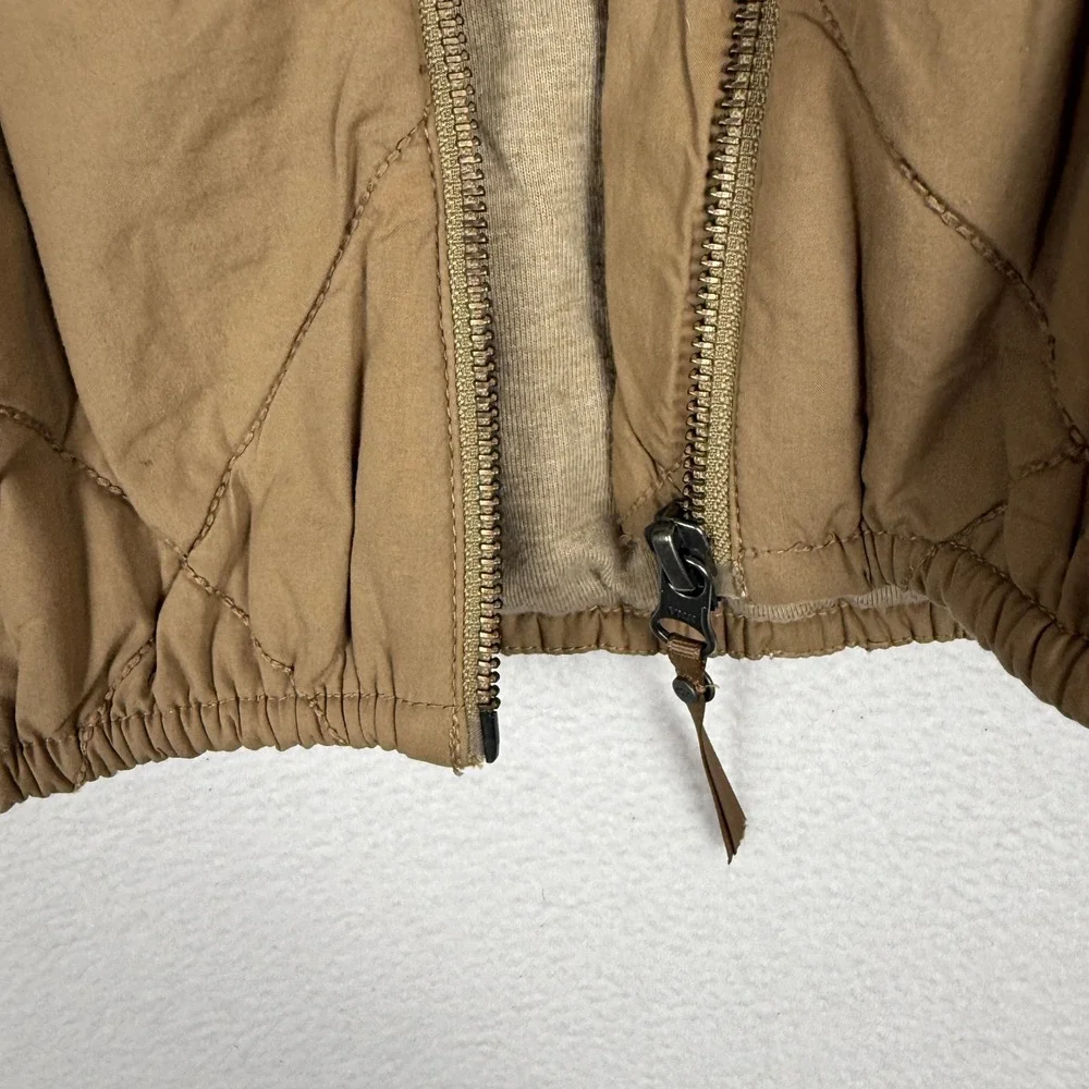 Carbon2Cobalt Beachstone Vest Womens L Camel Brown Quilted Hooded Snap Vent